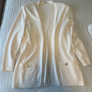 St. John Cream Open-Front Cardigan